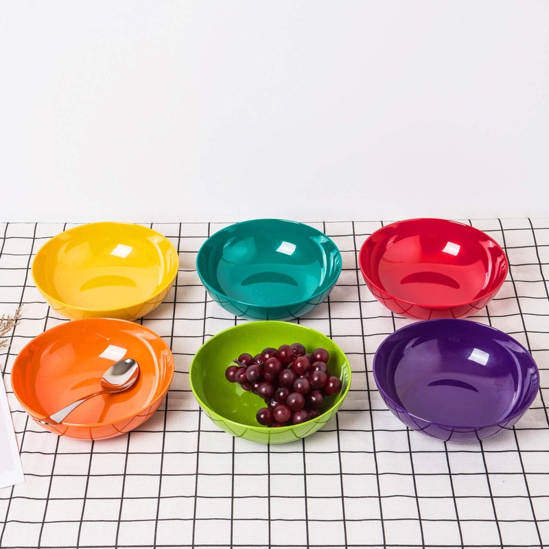 KOXIN-KARLU Melamine Bowls, 7.5-inch Pasta Bowls Salad Bowl, set of 6 in 6 Assorted Colors - Image 4